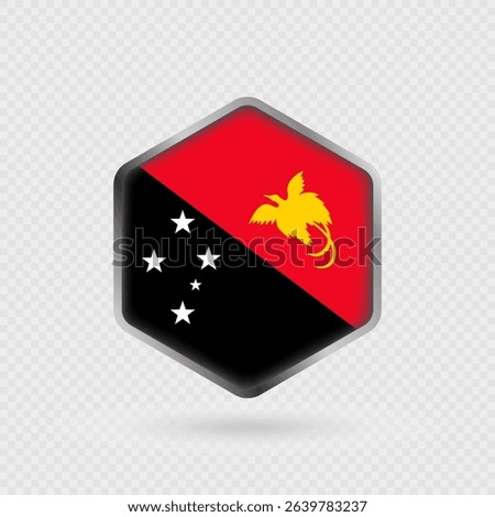Papua New Guinea Flag Icon in Hexagon Shape.