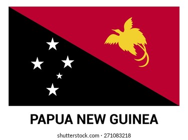 Papua New Guinea flag isolated vector in official colors and Proportion Correctly. country's name label in bottom