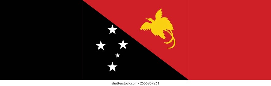 Papua New Guinea flag long banner digital vector illustration