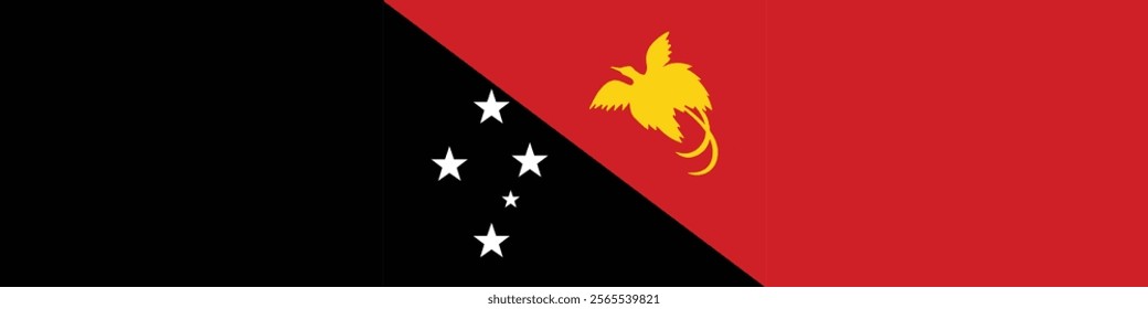 Papua New Guinea flag long banner digital vector illustration