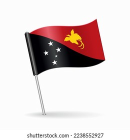 Papua New Guinea flag map pin pointer layout. Vector.