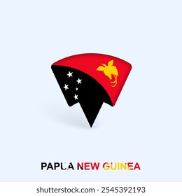 Papua-Nova Guiné: Design de ponteiro de mapa de bandeira com sombra. Ilustrador de vetor.