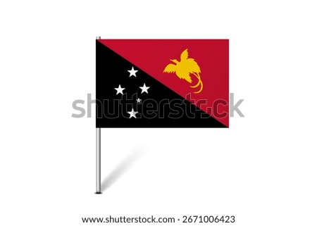 Papua New Guinea flag - map pin flag representing a country cultural identity and heritage. The essence of national pride and unity. Map pin flag stuck in a white background