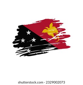 Papua New Guinea flag - nation vector country flag trextured in grunge scratchy brush stroke.