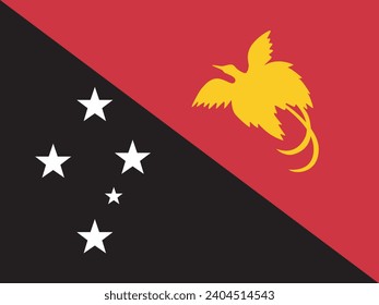 Papua New Guinea flag. The official ratio. Flag icon. Standard color. Standard size. A rectangular flag. Computer illustration. Digital illustration. Vector illustration.