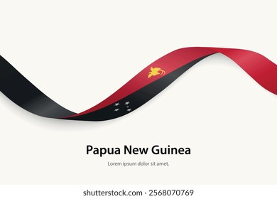 Papua New Guinea flag on Waving ribbon. Template for independence day