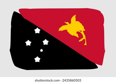 Papua New Guinea flag - painted design vector illustration. Vector brush style