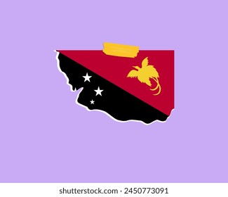 Papua New Guinea flag paper texture, single-piece element, vector design, Papua New Guinea flag taped on wall, decoration or celebration idea