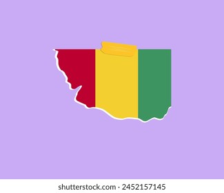Papua New Guinea flag paper texture, single-piece element, vector design, Papua New Guinea flag taped on wall, decoration or celebration idea
