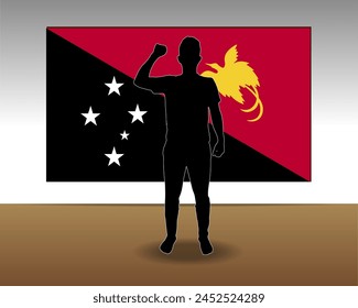 Papua New Guinea flag paper texture, single-piece element, vector design, Papua New Guinea flag taped on wall, decoration or celebration idea
