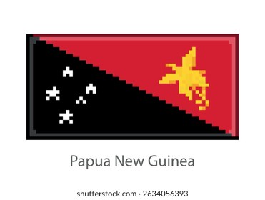 Papua New Guinea flag. Pixel art style (vector).
