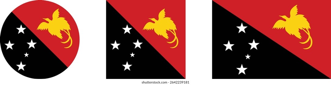 
Papua New Guinea flag PNG vector. Papua New Guinea square and round icon isolated on transparent PNG background. Papua New Guinea flag icon.

