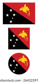
Papua New Guinea flag PNG vector. Papua New Guinea square and round icon isolated on transparent PNG background. Papua New Guinea flag icon.

