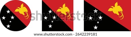 
Papua New Guinea flag PNG vector. Papua New Guinea square and round icon isolated on transparent PNG background. Papua New Guinea flag icon.

