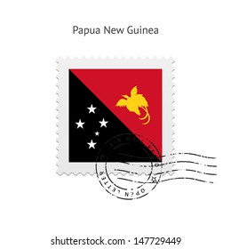 Papua New Guinea Flag Postage Stamp on white background. Vector illustration.