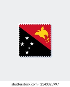 Papua New Guinea Flag Postage Stamp on white background. Vector illustration.