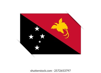 Papua New Guinea flag - rectangle colorful flag representing a country cultural identity and heritage. The essence of national pride and unity. Attached by the corners in a paper album