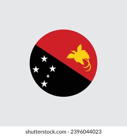 Papua New Guinea flag round icon, badge or button. National symbol of Papua New Guinea. Vector illustration.