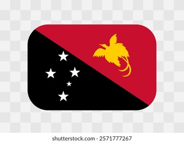 Papua New Guinea flag - rounded rectangle colorful flag representing a country cultural identity and heritage. The essence of national pride and unity. Vector flag on transparent background.