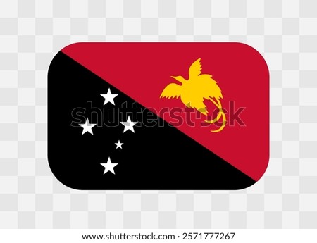 Papua New Guinea flag - rounded rectangle colorful flag representing a country cultural identity and heritage. The essence of national pride and unity. Vector flag on transparent background.