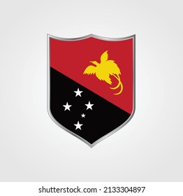 Papua New Guinea Flag with Shield Frame
