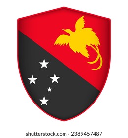 Papua New Guinea flag in shield shape. Vector illustration.