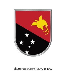 Papua New Guinea flag with silver frame vector design