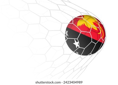 Papua New Guinea flag soccer ball in net. Vector sport illustration.