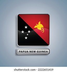 Papua New guinea flag square button vector illustration