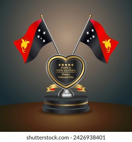 Papua New Guinea flag in a stand on table. Vector Illustration