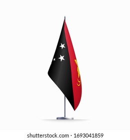 Papua New Guinea flag state symbol isolated on background national banner. Greeting card National Independence Day Independent State of Papua New Guinea.Illustration banner realistic state flag of PNG