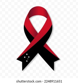 Papua New Guinea flag stripe ribbon vector illustration on a transparent background vector image (PNG).