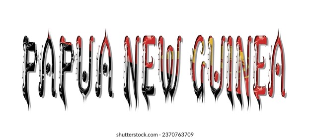 PAPUA NEW GUINEA flag text font, 3D PAPUA Font With Flag, 3D vector illustration