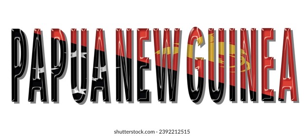 PAPUA NEW GUINEA flag text font, 3D PAPUA NEW GUINEA flag colorful background, PAPUA NEW GUINEA flag vector illustration