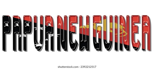 PAPUA NEW GUINEA flag text font, 3D PAPUA NEW GUINEA flag colorful background, PAPUA NEW GUINEA flag vector illustration