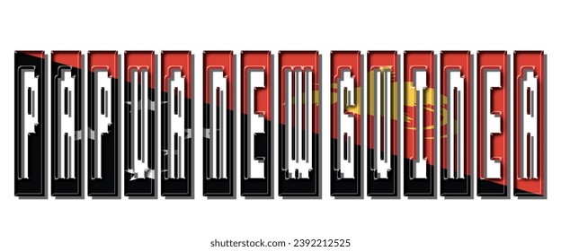 PAPUA NEW GUINEA flag text font, 3D PAPUA NEW GUINEA flag colorful background, PAPUA NEW GUINEA flag vector illustration