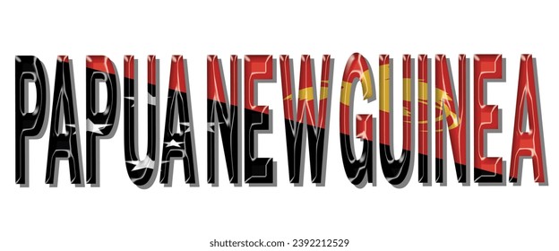 PAPUA NEW GUINEA flag text font, 3D PAPUA NEW GUINEA flag colorful background, PAPUA NEW GUINEA flag vector illustration