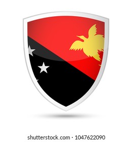Papua New Guinea Flag Vector Shield Icon - Illustration