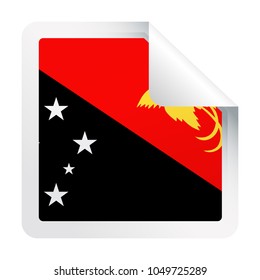 Papua New Guinea Flag Vector Square Corner Paper Icon - Illustration