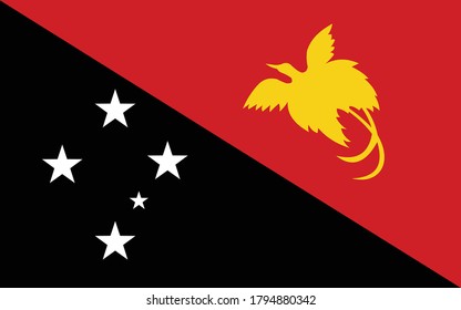 Papua New Guinea flag vector graphic. Rectangle Papuan flag illustration. Papua New Guinea country flag is a symbol of freedom, patriotism and independence.