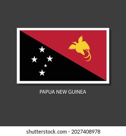 Papua New Guinea flag Vector Square Icon on Black Background.