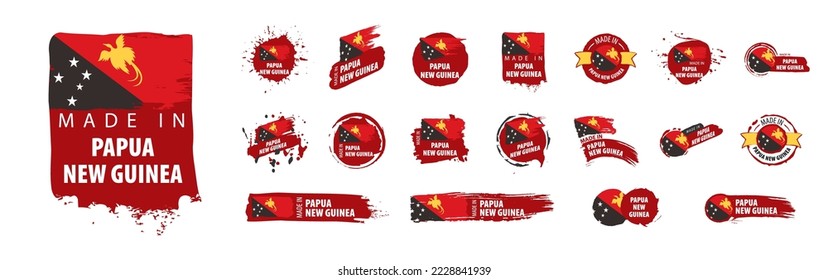 Papua New Guinea flag, vector illustration on a white background