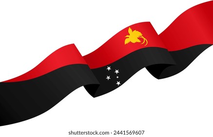 Papua New Guinea flag wave isolated on png or transparent background vector illustration.
