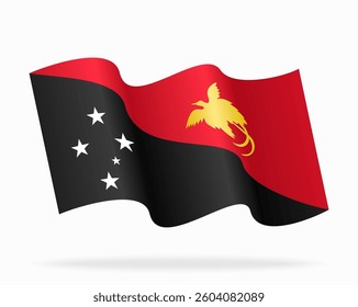Papua New Guinea flag wavy background layout. Vector illustration.