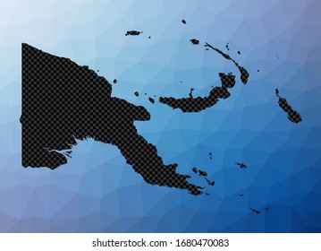 Papua New Guinea geometric map. Stencil shape of Papua New Guinea in low poly style. Trendy country vector illustration.