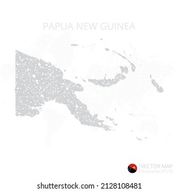 Papua New Guinea grey map isolated on white background with abstract mesh line and point scales. Vector illustration eps 10