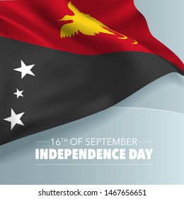 Papua New Guinea happy independence day greeting card, banner, vector illustration. National day 16th of September background with elements of flag, square format 