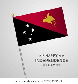 Papua New Guinea Independence day typographic design with flag vector