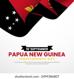 Papua New Guinea independence day with realistic waving flag. Suitable for banner, backdrop, greeting card