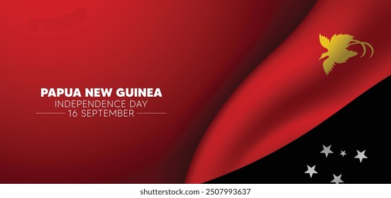 Papua New Guinea Independence Day 16 September waving flag vector poster